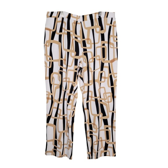 Susan Graver Pants - Susan Graver Liquid Knit® Pants Womens Size 1X Wide Leg Pull On White Gold Chain